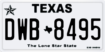 TX license plate DWB8495