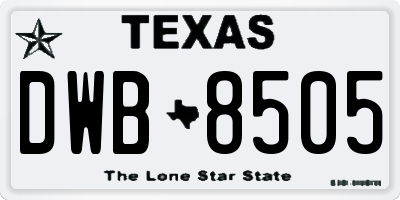 TX license plate DWB8505