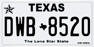TX license plate DWB8520