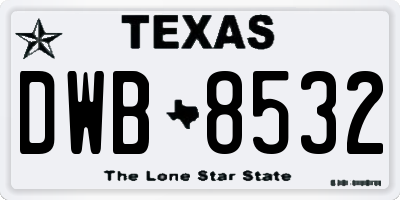 TX license plate DWB8532