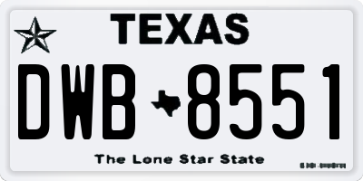 TX license plate DWB8551