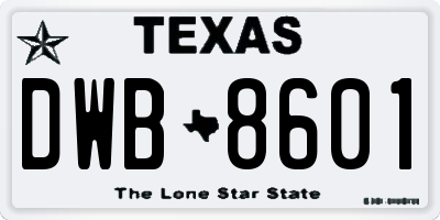 TX license plate DWB8601