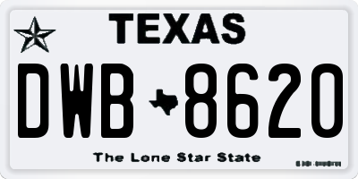 TX license plate DWB8620