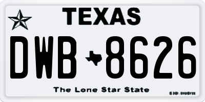 TX license plate DWB8626