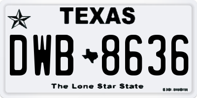 TX license plate DWB8636