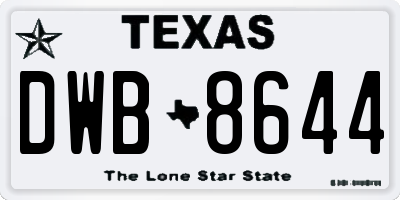 TX license plate DWB8644