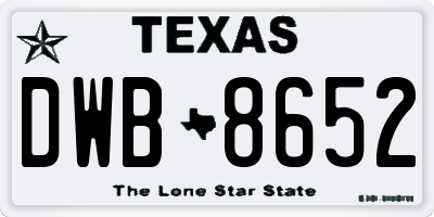 TX license plate DWB8652