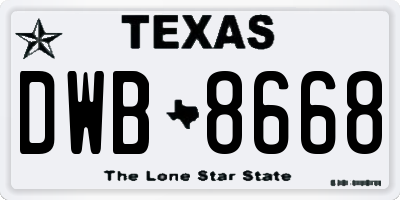 TX license plate DWB8668