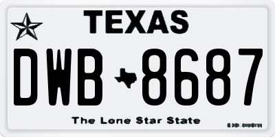 TX license plate DWB8687