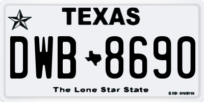TX license plate DWB8690