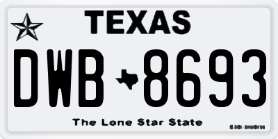 TX license plate DWB8693