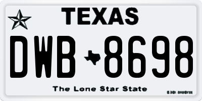 TX license plate DWB8698
