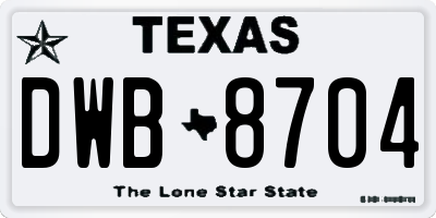 TX license plate DWB8704