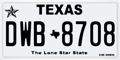 TX license plate DWB8708