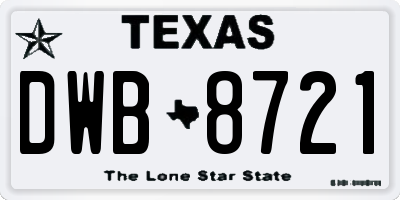 TX license plate DWB8721