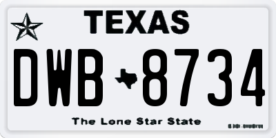 TX license plate DWB8734
