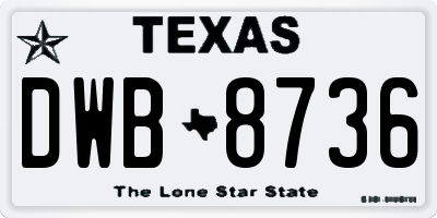 TX license plate DWB8736