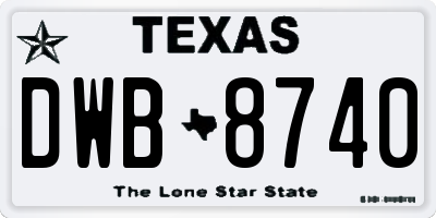 TX license plate DWB8740