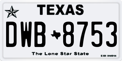 TX license plate DWB8753