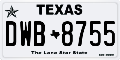 TX license plate DWB8755