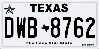 TX license plate DWB8762
