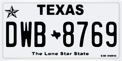 TX license plate DWB8769