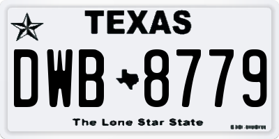 TX license plate DWB8779