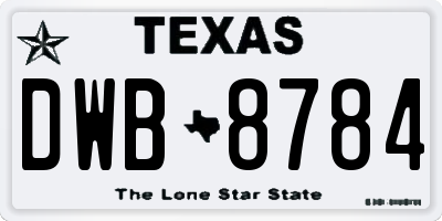 TX license plate DWB8784