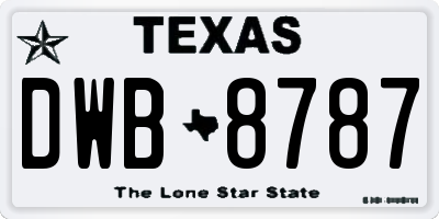 TX license plate DWB8787