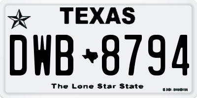 TX license plate DWB8794