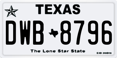 TX license plate DWB8796