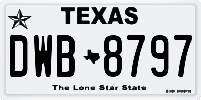 TX license plate DWB8797