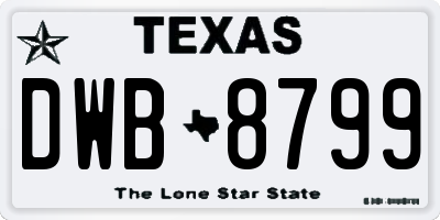 TX license plate DWB8799