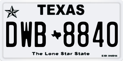 TX license plate DWB8840