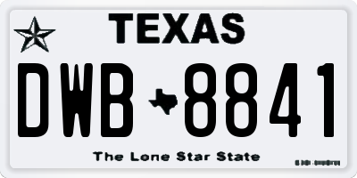TX license plate DWB8841