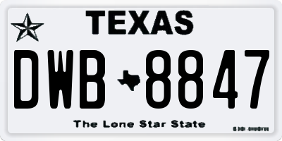 TX license plate DWB8847