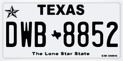 TX license plate DWB8852