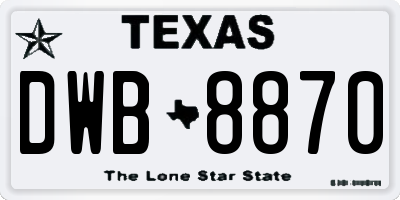 TX license plate DWB8870
