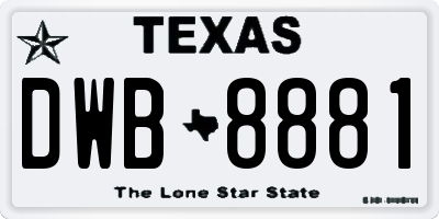 TX license plate DWB8881