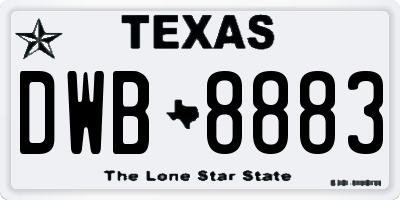 TX license plate DWB8883