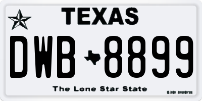 TX license plate DWB8899