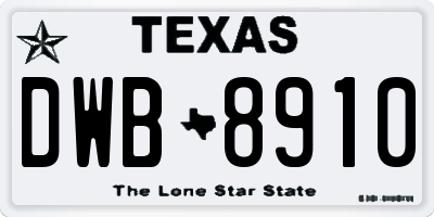 TX license plate DWB8910