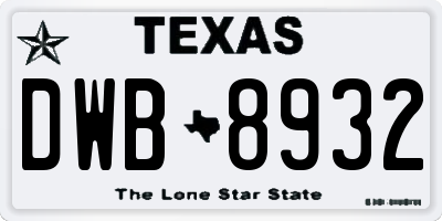 TX license plate DWB8932