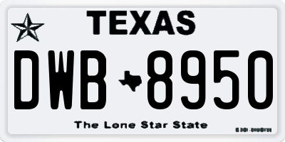 TX license plate DWB8950