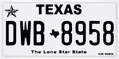 TX license plate DWB8958