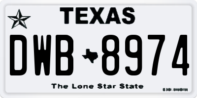 TX license plate DWB8974