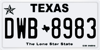 TX license plate DWB8983