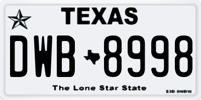 TX license plate DWB8998