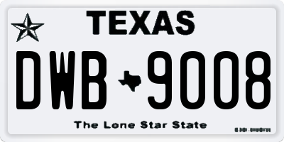 TX license plate DWB9008