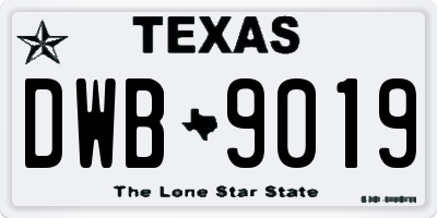 TX license plate DWB9019